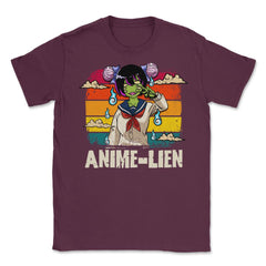 Halloween Cute Anime Alien Cosplay Manga Character Gift Unisex T-Shirt - Maroon