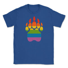 Bear Rainbow Flag Paw Gay Pride design Unisex T-Shirt - Royal Blue