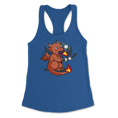 Baby Dragon Roasting Marshmallows In Forest For Fantasy Fans design - Royal