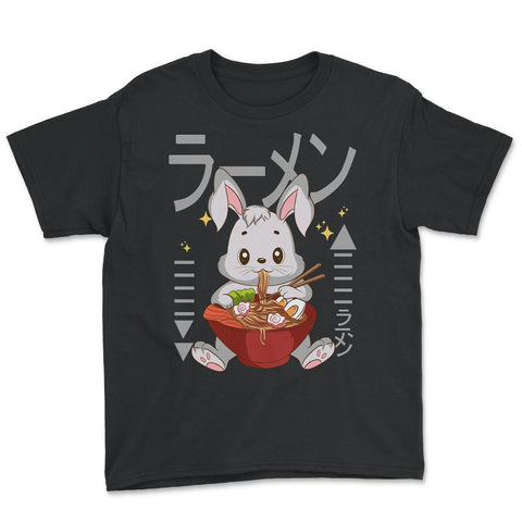Bunny eating Ramen Cute Kawaii Rabbit Eating Noodles Gift product - Black