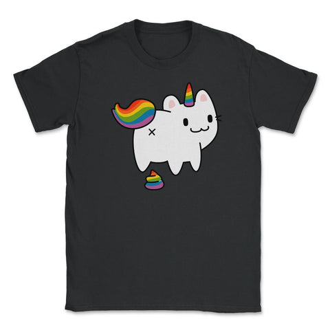 Caticorn Rainbow Flag Gay Pride & Poop Gay design Unisex T-Shirt - Black