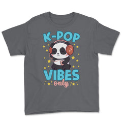 K-POP Vibes Only Funny Panda with Headphones graphic Youth Tee - Smoke Grey