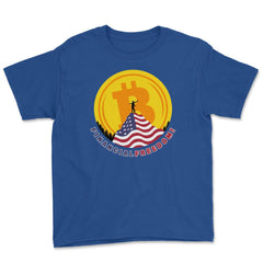 Patriotic Bitcoin Financial Freedom USA Flag Mountain product Youth - Royal Blue