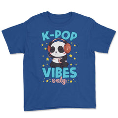 K-POP Vibes Only Funny Panda with Headphones graphic Youth Tee - Royal Blue