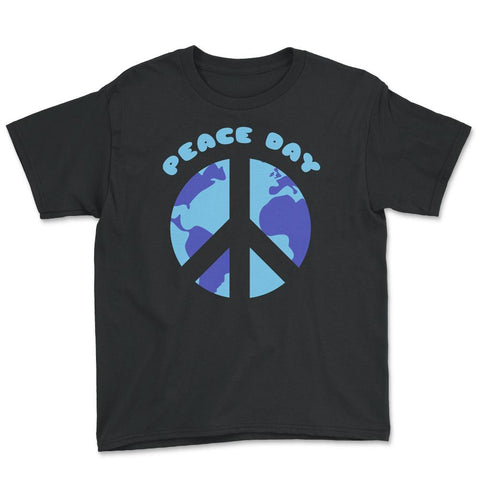 Peace Sign World Peace Day graphic Youth Tee - Black