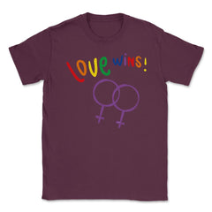Love wins! Women t-shirt Gay Pride Month Shirt Tee Gift Unisex T-Shirt - Maroon