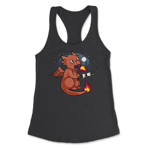 Baby Dragon Roasting Marshmallows In Forest For Fantasy Fans design - Black