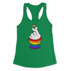 Gay Pride Flag K-Pop Love Hand Gift design Women's Racerback Tank - Kelly Green