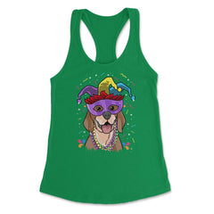 Mardi Gras Beagle with Jester hat & masquerade mask Funny product - Kelly Green