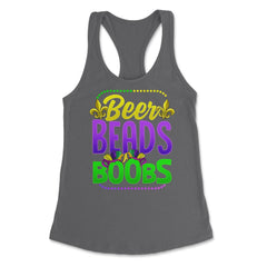 Beer Beads and Boobs Mardi Gras Funny Gift print Women's Racerback - Dark Grey