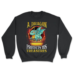 A Dragon Protects His Treasures Mythical Creature Funny graphic - Unisex Sweatshirt - Black