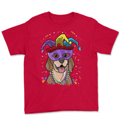 Mardi Gras Beagle with Jester hat & masquerade mask Funny product - Red