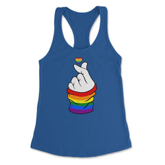 Gay Pride Flag K-Pop Love Hand Gift design Women's Racerback Tank - Royal