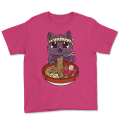Cat eating Ramen Cute Kawaii Kitten Eating Noodles Gift design Youth - Heliconia