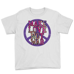 Retro Make Love Psychedelic Style Hippie print Tee Gifts Youth Tee - White