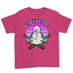Chillin’ Snowman Meditating Funny Xmas Novelty Gift design Youth Tee - Heliconia