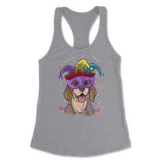 Mardi Gras Beagle with Jester hat & masquerade mask Funny product - Heather Grey