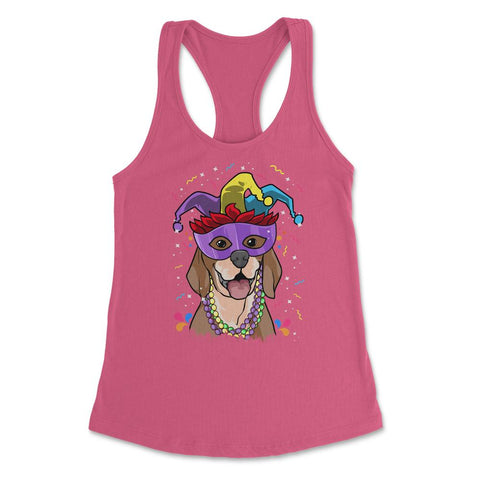 Mardi Gras Beagle with Jester hat & masquerade mask Funny product - Hot Pink