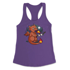 Baby Dragon Roasting Marshmallows In Forest For Fantasy Fans design - Purple