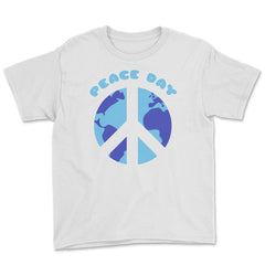 Peace Sign World Peace Day graphic Youth Tee - White