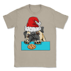 Pug Dog with Santa Claus Hat Funny Christmas Gift Unisex T-Shirt - Cream
