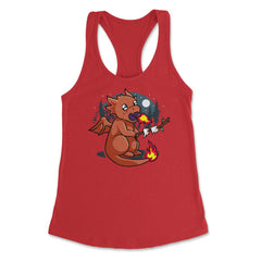 Baby Dragon Roasting Marshmallows In Forest For Fantasy Fans design - Red