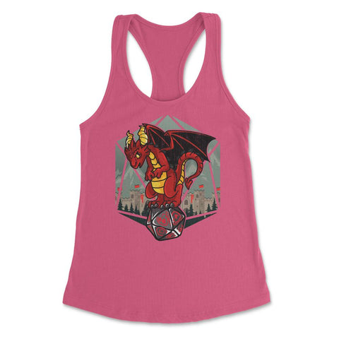 Dragon Sitting On A Dice Mythical Creature For Fantasy Fans design - Hot Pink