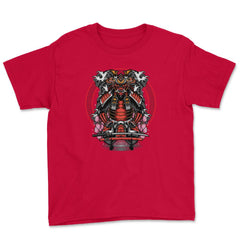 Samurai With Sakura Japanese Bushi Art design Youth Tee - Red