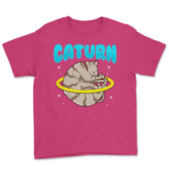 Caturn Cat in Space Planet Saturn Kitty Funny Design design Youth Tee - Heliconia