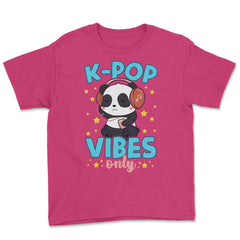 K-POP Vibes Only Funny Panda with Headphones graphic Youth Tee - Heliconia
