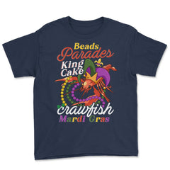 Crawfish With Jester Hat & Bead Necklaces Funny Mardi Gras design - Navy