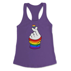 Gay Pride Flag K-Pop Love Hand Gift design Women's Racerback Tank - Purple