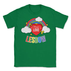Lesbow Rainbow Heart Gay Pride Month t-shirt Shirt Tee Gift Unisex - Green