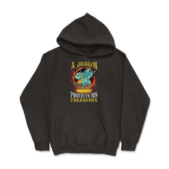 A Dragon Protects His Treasures Mythical Creature Funny graphic - Hoodie - Black