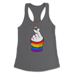 Gay Pride Flag K-Pop Love Hand Gift design Women's Racerback Tank - Dark Grey