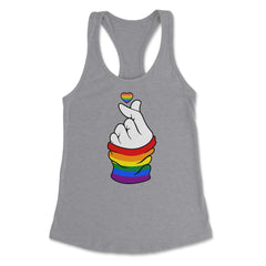 Gay Pride Flag K-Pop Love Hand Gift design Women's Racerback Tank - Grey Heather