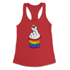 Gay Pride Flag K-Pop Love Hand Gift design Women's Racerback Tank - Red