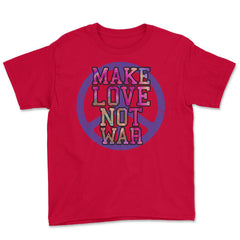 Retro Make Love Psychedelic Style Hippie print Tee Gifts Youth Tee - Red