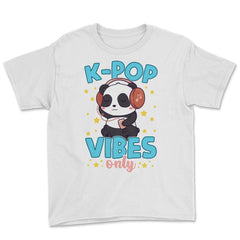 K-POP Vibes Only Funny Panda with Headphones graphic Youth Tee - White