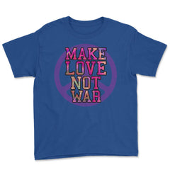 Retro Make Love Psychedelic Style Hippie print Tee Gifts Youth Tee - Royal Blue