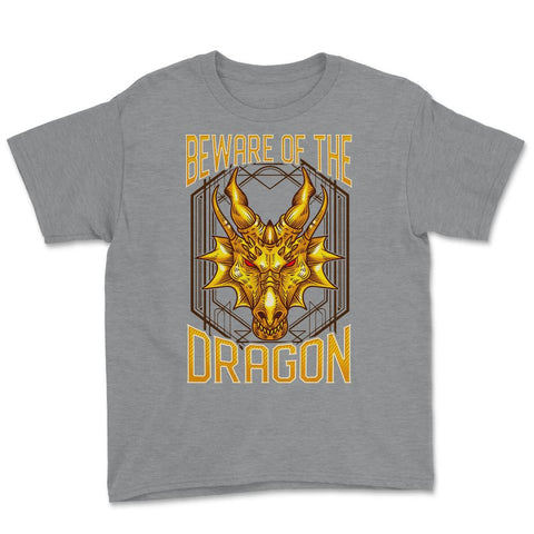 Beware of The Dragon Fantasy Art product Youth Tee - Grey Heather