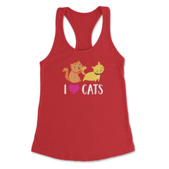 Funny I Love Cats Heart Cat Lover Pet Owner Cute Kitten product - Red