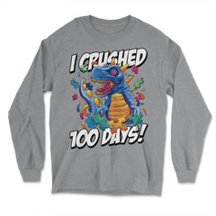 I Crushed 100 Days of School T-Rex Dinosaur Costume print - Long Sleeve T-Shirt - Grey Heather