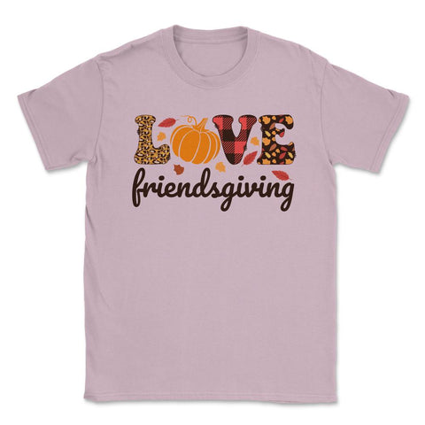 Love Friendsgiving Text with Pumpkin & Autumn Leaves print Unisex - Light Pink