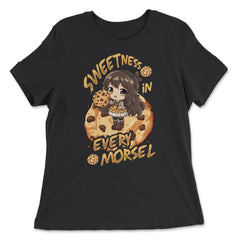 Anime Dessert Chibi with Chocolate Chips Cookies Graphic design - Women's Relaxed Tee - Black