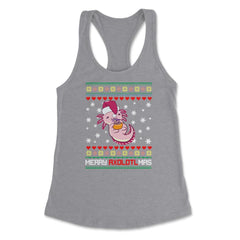 Christmas Kawaii Axolotl Merry Axolotlmas Funny Ugly Xmas print - Grey Heather