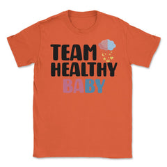 Funny Team Healthy Baby Boy Girl Gender Reveal Announcement graphic - Orange