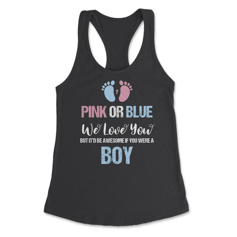 Funny Baby Gender Reveal Pink Or Blue We Love You Boy design Women's - Black