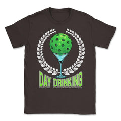 Pickleball Day Drinking Funny print Unisex T-Shirt - Brown