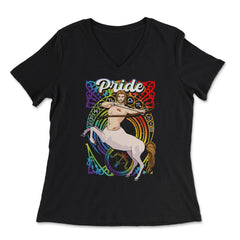 Gay Zodiac LGBTQ Zodiac Sign Sagittarius Rainbow Pride design - Women's V-Neck Tee - Black